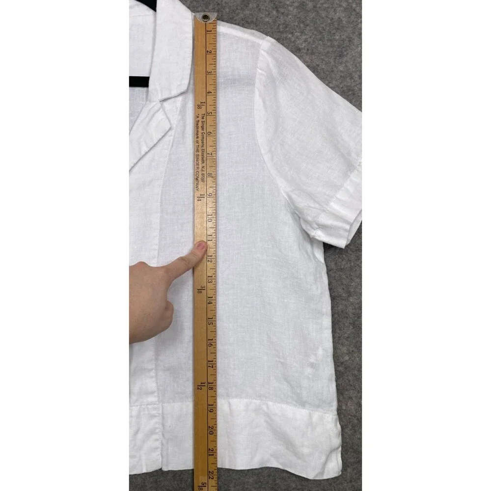 Quince 100% European Linen Short Sleeve Shirt Womens S White Button Front Top